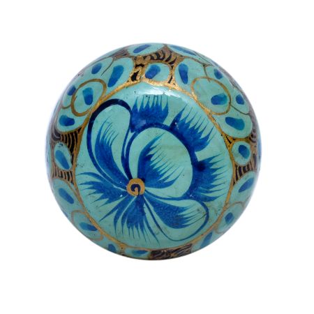 Turquoise Lily Hand Painted Kashmiri Cabinet Knobs